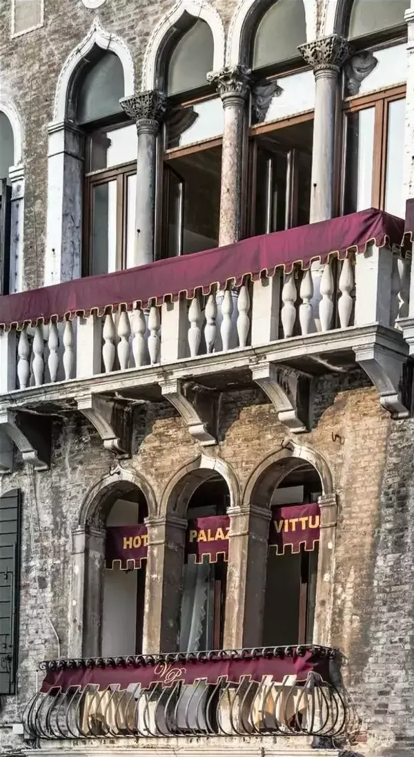 Ornate facade of Hotel Palazzo Vitturi, a 13th-century Gothic palazzo on Campo Santa Maria Formosa